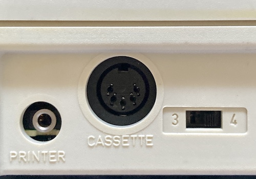 The cassette and printer ports, as well as the RF channel switch which we won't be using anymore.