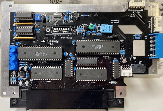 A shot of the board. The most prominent feature is the unpopulated 15-pin connector marked "Expansion." There's also several trim pots around the perimeter for adjusting various parameters of the device, and a little through-hole microphone at the top, called out as "MIC."