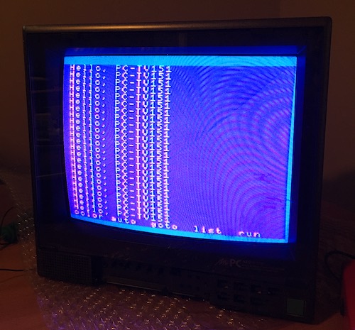 MSX BASIC says "Hello PC-TV151" over and over.