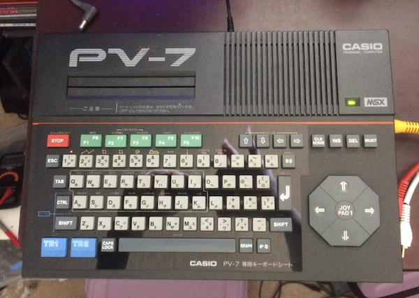 The PV-7, reassembled, with the exposed keyboard overlay looking nice and shiny.