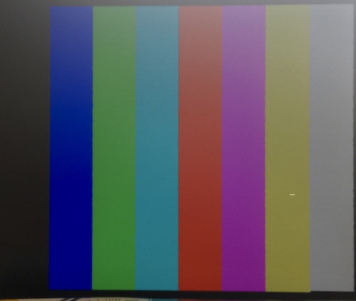 The colour test bars. Black, blue, green, teal, red, purple, yellow, white.