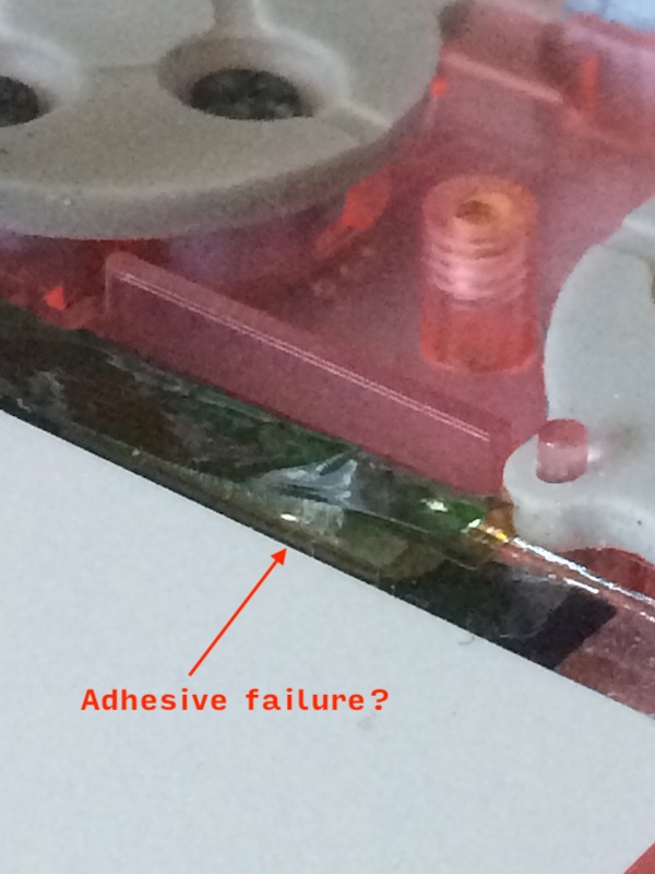 LCD failure, glue is separating on the layers of the LCD cable