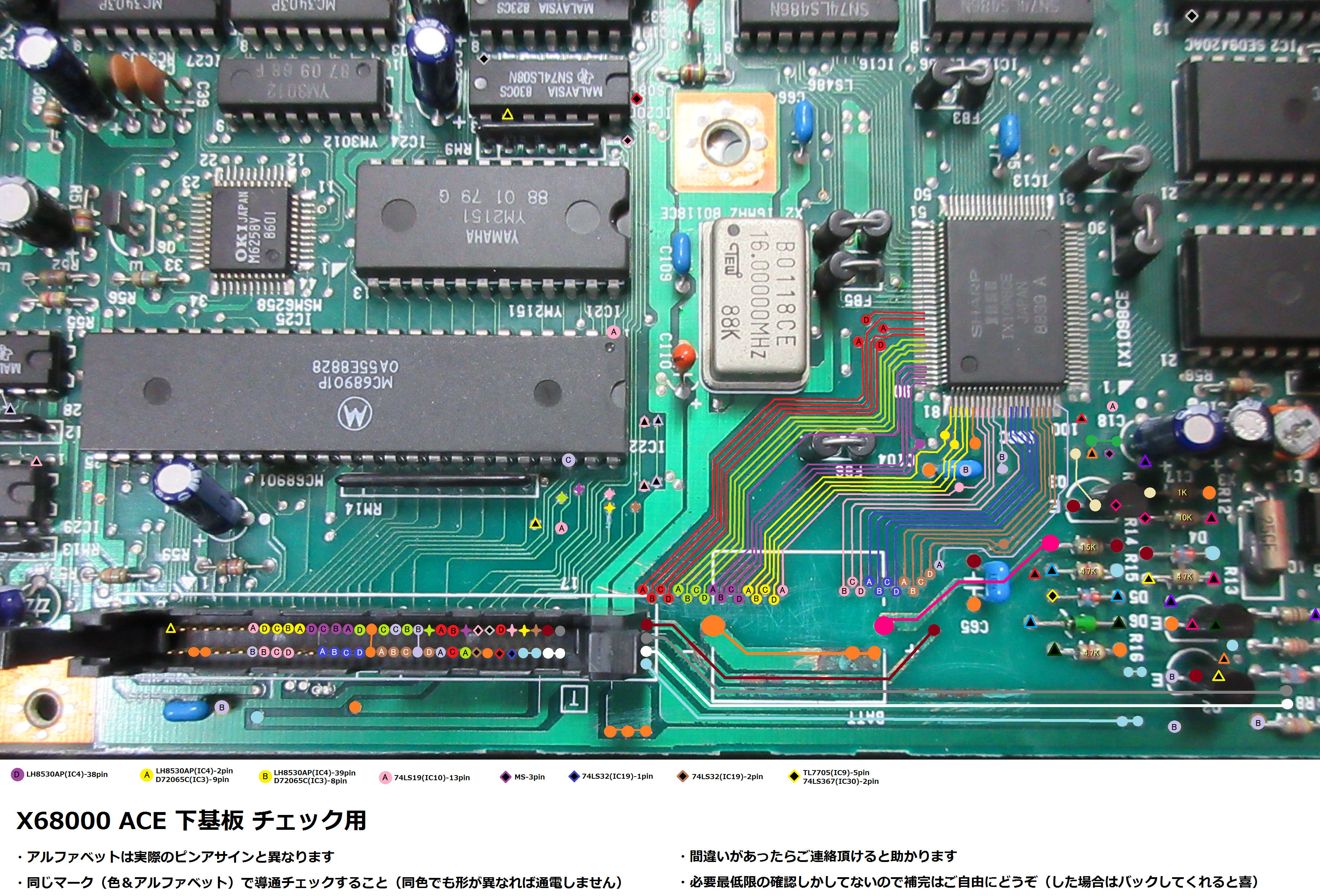 ACE IOBoard repair part 1: a map of traces is shown for the top side of the board