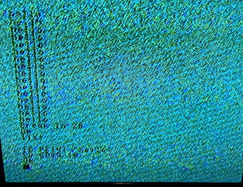 The screen says hello hello hello etc. and then Break in 20, ok, list, and then the listing for the program.