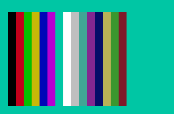 The colour bars descend from the top of the screen as the program above is run.