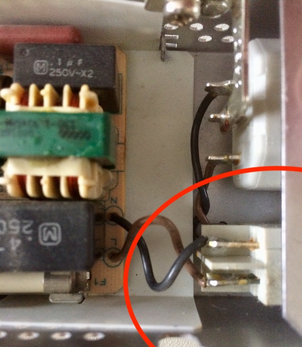 Mac LC power switch, before ruining it