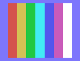 The colour-test program, running in SMPTE colour bars mode, in the MAME emulated console.