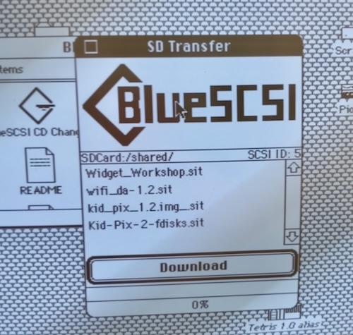 The BlueSCSI SD Transfer utility lists a bunch of files that can be pulled from the Shared directory of the microSD card.
