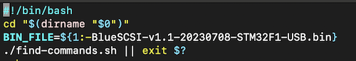 The source of one of the scripts indicates that BlueSCSI-v1.1-20230708-STM32F1-USB.bin is included and not 20231116