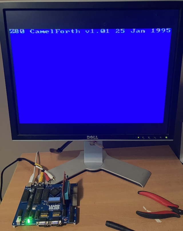 The CamelForth interpreter has booted on real hardware.