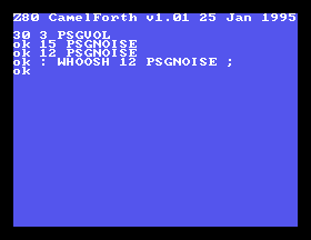 PSGNOISE and PSGVOL are called, ending in making some noises, one of which I then recorded as the word ROCKET
