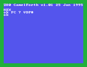 The value "FC" is written to register 7 of the VDP, causing the overscan area to turn green.