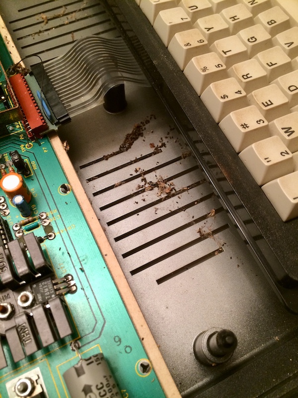 Keyboard being pulled back to expose the dirt in the case