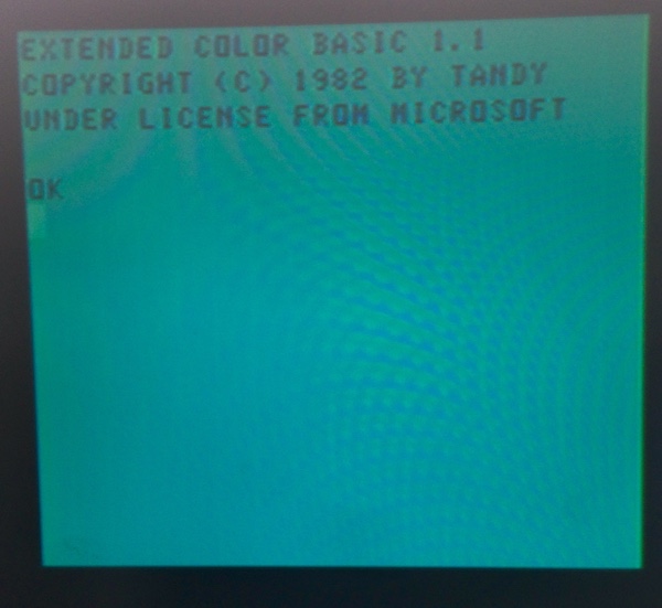 The TRS-80 CoCo 1 boots successfully!