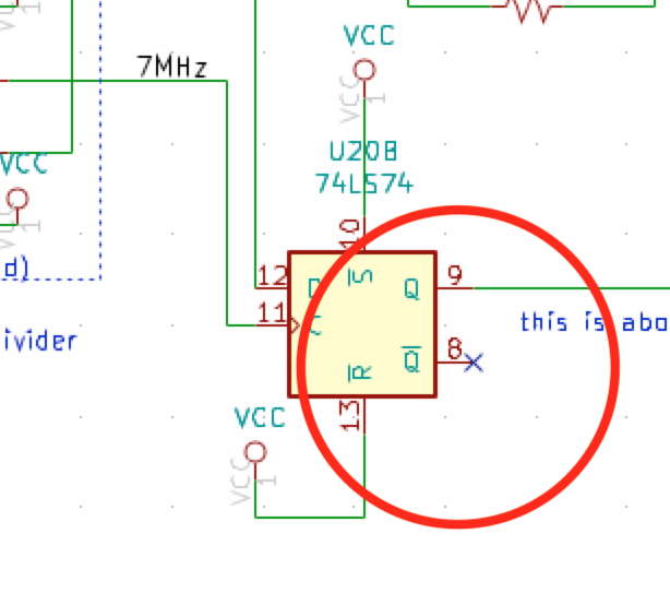 The schematic that was sent off to fab. The not-Q output is not connected to anything.
