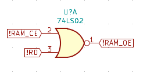 The Sanyo OE hack: a NOR gate reading from !RAM_CE and !RD to produce !RAM_OE