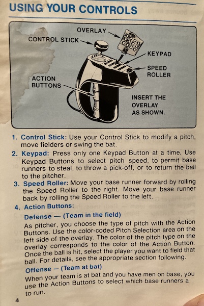 The Super Action Baseball "controls" page in the manual. I'll summarize. When batting, you use the joystick to swing the bat and spin the "speed roller" to run. You can also push the keypad to make your other players steal a base. When fielding, there is a whole other page explaining what to do, but basically you hold down the trigger for that player and then move them with the joystick. I haven't figured out how to score a run yet.