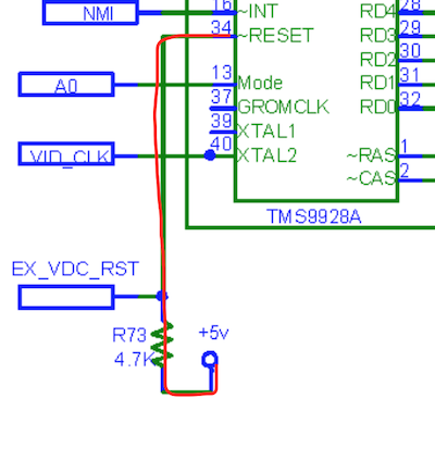 The reset line for the TMS9918. It doesn't connect to anything but a pullup and the expansion bus pin EXT_VDP_RST