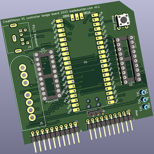 Version 1 of the controller board, featuring the Pico and SNES port and DIP 74LVC245s.