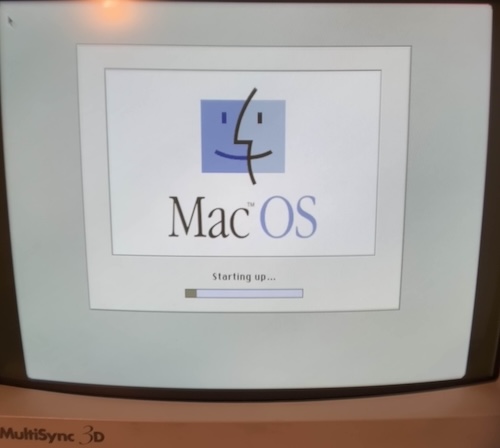 The "MacOS" startup screen is displayed, as the LC loads off the ArdSCSIno.