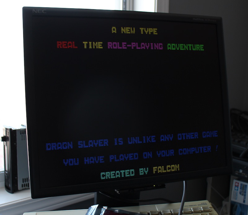 PC88 Dragon Slayer warning screen