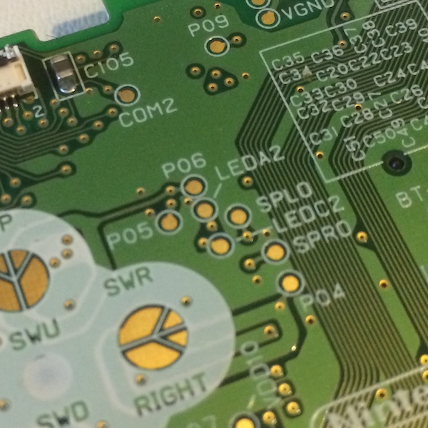 The solder points for the DS Lite