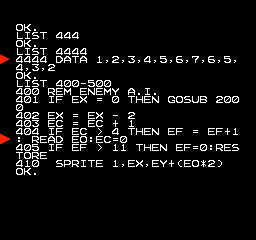 The code in question. Line 4444 defines a DATA statement.