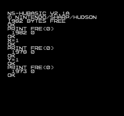 After setting Y=1, we now only have 1973 bytes free.
