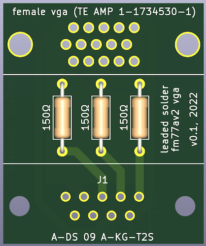 The board as seen in KiCad, which consists of two connectors and three resistors. Yes, that is a 2022 date code. This baby has been sitting a long time.