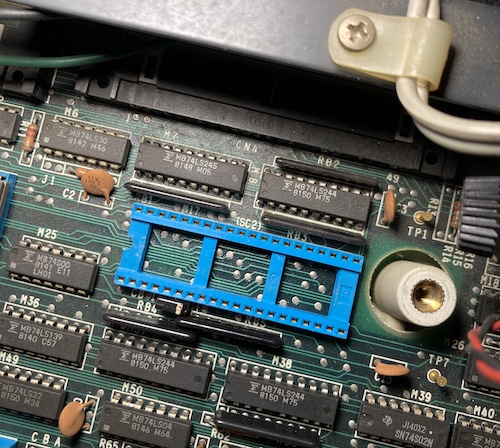 The FM-8's bright blue CPU socket, designator SC2.
