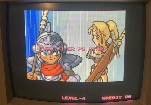 Two fighters eye each other up with an anime-style waterfall effect in the background.