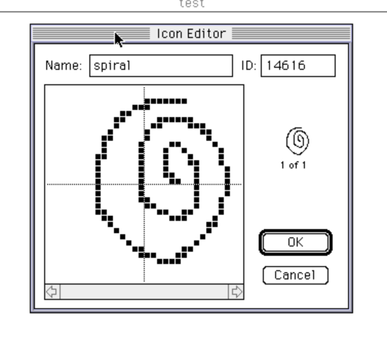 I have drawn a terrible, lopsided spiral icon.