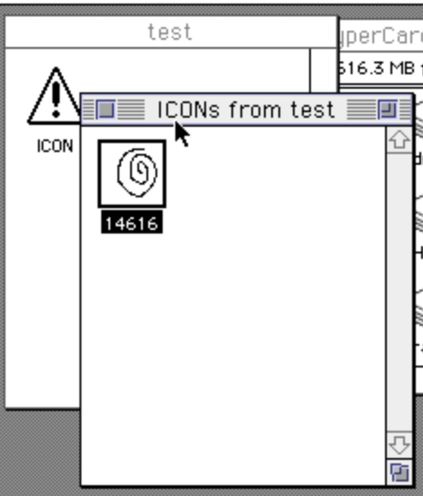 The very same icon is displayed in ResEdit as an ICON resource.