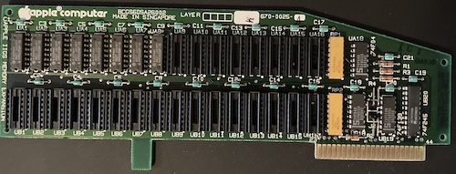 An Apple 670-0025-A RAM card. All of its sockets are empty.