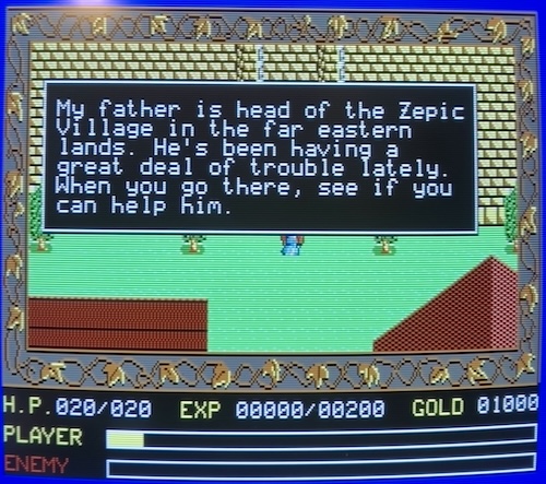 A woman explains to me: "My father is head of the Zepic Village in the far eastern lands. He's been having a great deal of trouble lately. When you go there, see if you can help him."