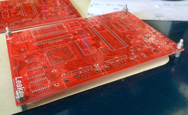 The v0.1 board on some improvised standoffs