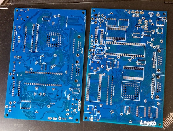 The v0.5 board, in blue.