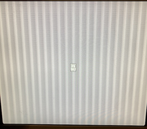 The computer is now showing a Happy Mac.