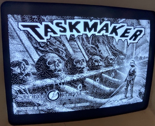 The title screen for "TaskMaker," loaded off of the SD card attached to the new BlueSCSI.