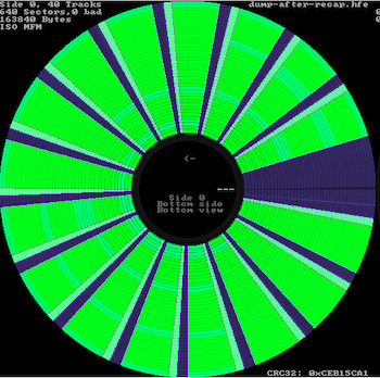 The dummy disk view after an erase, write, read-back using the recapped drive. It is completely perfect.