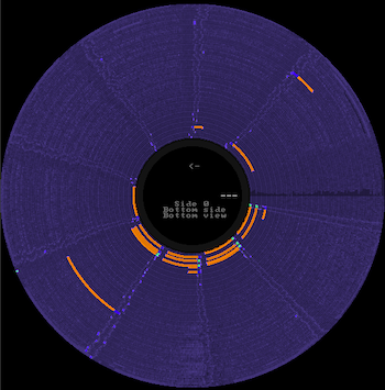 The track view of a freshly erased diskette. You can see that there are several orange sectors dotted all over.