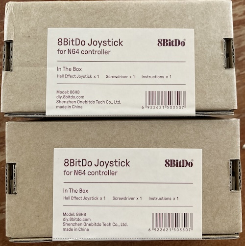 Two 8bitdo N64 joystick boxes have arrived.