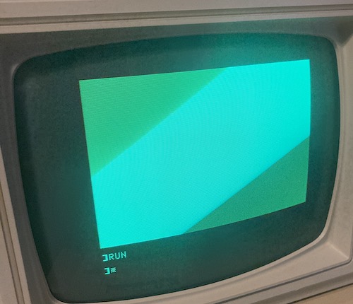 An entire field of GR mode is solid white on the Apple II, allowing me to set the screen's sub-brightness correctly.
