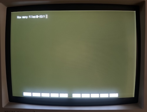 The set is displaying the 24kHz "How many files?" screen from the PC-9801UV2. This looks way better in person, I need to use a tripod for long exposure.