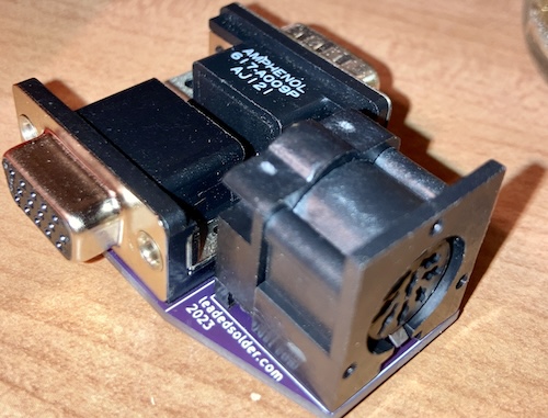 Another angle on the assembled adapter, showing the DE9 CGA connector.