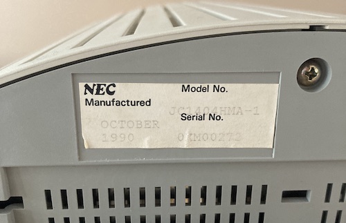 The badge underneath says this monitor is from October 1990, and has the model number JC1404HMA-01.