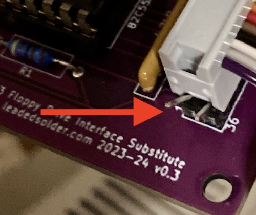 Pins 35 and 36 are bent out of the way so the IDC female connector can now seat properly.