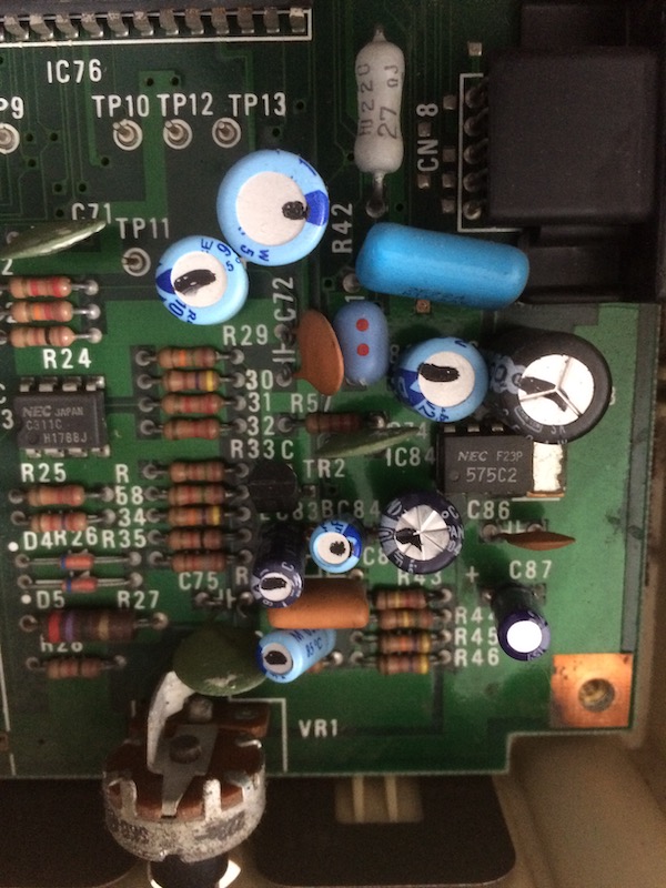 The victim capacitors, before they were removed.