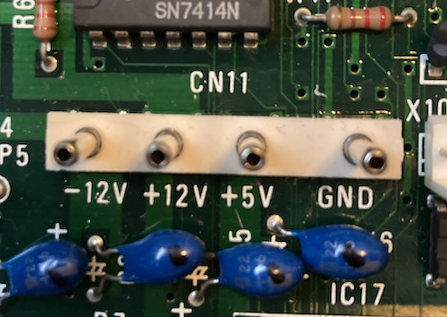 Connector CN11 on the PC-6001 motherboard accepts +5V, +12V, and -12V - but not negative five volts.