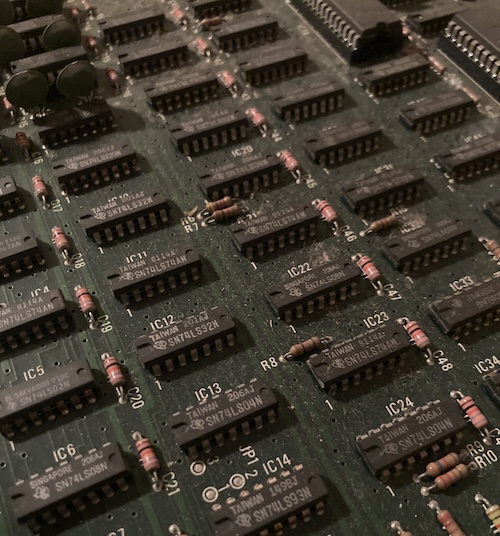 Dozens of 74-logic chips reach into the far distance.